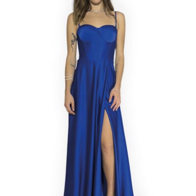 JENNI – Vestido largo en satén, con corpiño